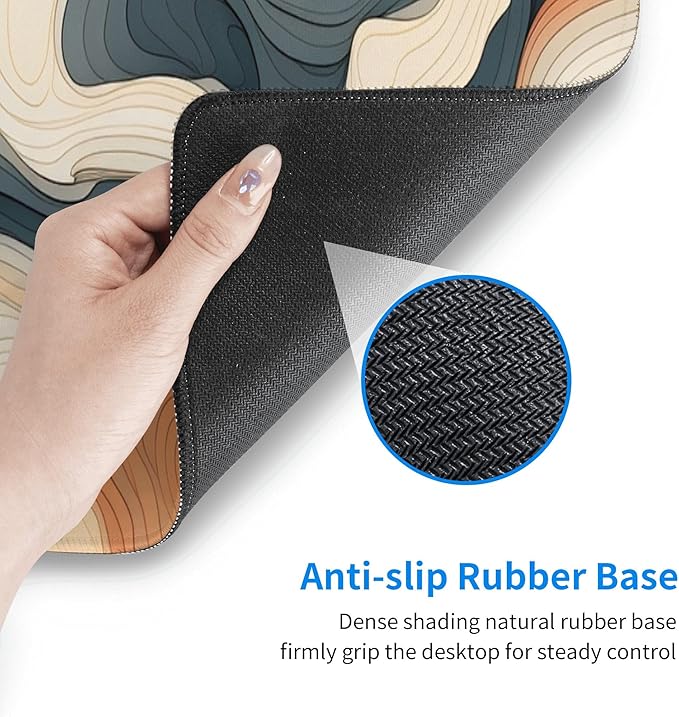 Large Topographical Mouse Pad 31.5 x 12 Inch with Anti-Fray Stitching, Non-Slip Rubber Base, Ideal for Gaming & Office Use