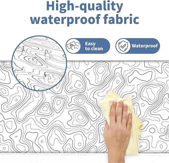 White Map Gaming Mouse Pad Large Desk Mat Extended Keyboard Mouse Pad XL Mousepad with Non-Slip Base and Stitched Edge White Mouse Mat Desk Pad 31.5 X 11.8 in Mouse Pads for Desk Gaming Home Office