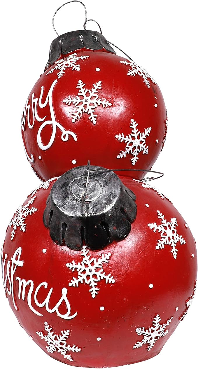 Alpine Corporation 30" H Indoor/Outdoor Christmas Ball Ornament with Color Changing LED Lights, Red, Christmas Decoration