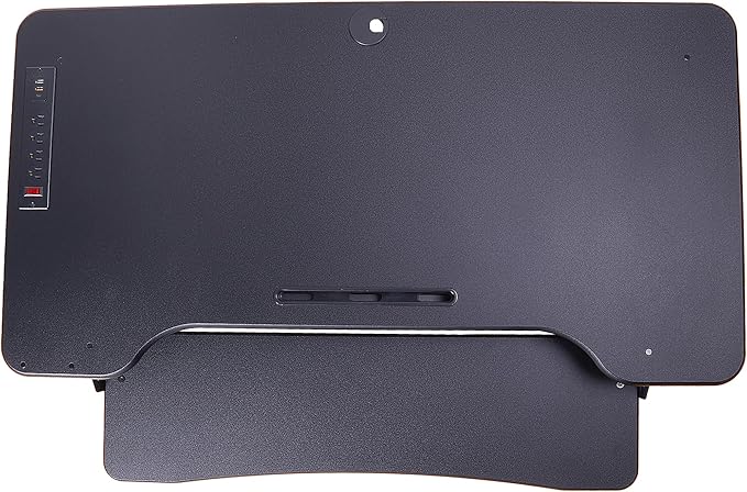 Rocelco 46" Electric Standing Desk Converter with AC Outlet USB Charger and Dual Monitor Arm Mount - Motorized Adjustable Sit Stand Riser - Tabletop Workstation Keyboard Tray - Black (R EDRB-46-DM2)