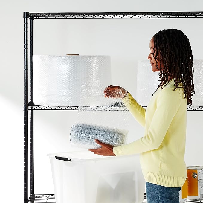 Amazon Basics Bubble Cushioning Wrap Packing Material for Fragile Items, Perforated, 12 inch x 175 ft Long Roll, Small 3/16", Clear