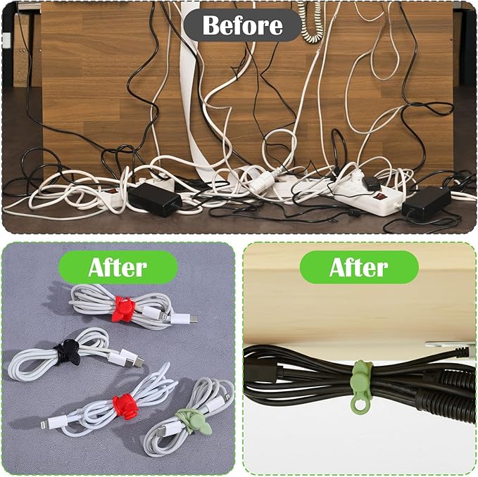 35 Pcs Silicone Cable Straps Cord Organizer for Bundling Earphone Phone Charger Computer Cords Reusable Multipurpose Cable Ties Wire Organizer in Home Office Kitchen School