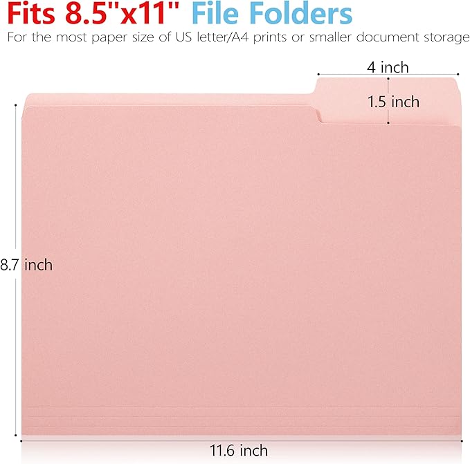 Colorful File Folders with Tabs –Colored File Folders,1/3 Cut Top Tabs,Letter Size,Durable 11pt Paper,Two Tone, Assorted Colors,Bulk 18 Pack(2444U)