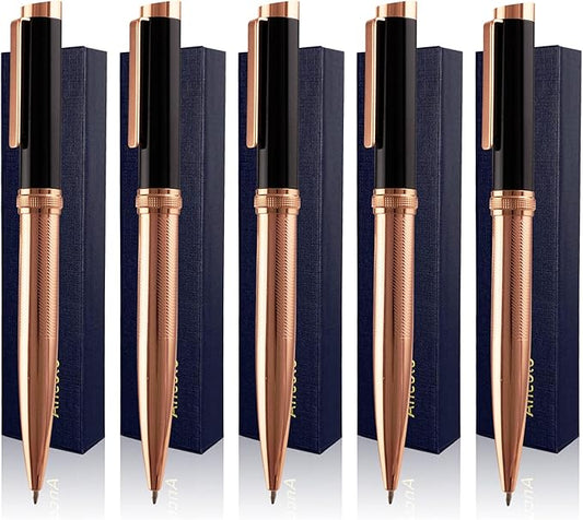 Ancolo Personalized Ballpoint Pens - Luxury Writing Pen with 10 Black Ink Refill Engraved with Your Message Name on the Pens Gift Set for Man/Women/Writers/Collection/Journalist