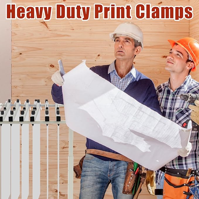 Estune Blueprint Hanging Clamps Binding Strips Storage for Construction Paper Poster Plans Drawings Arts (12, 36 Inches)