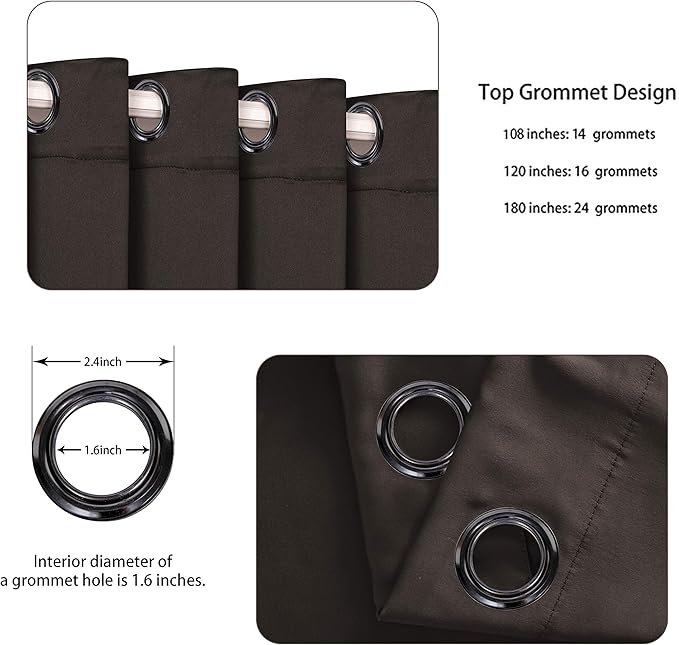 BONZER Room Divider Curtain Screen Partitions Total Privacy Wall Grommet Wide Blackout Curtains for Living Room, 84L x 108W Inch (7L x 9W ft), 1 Panel, Chocolate