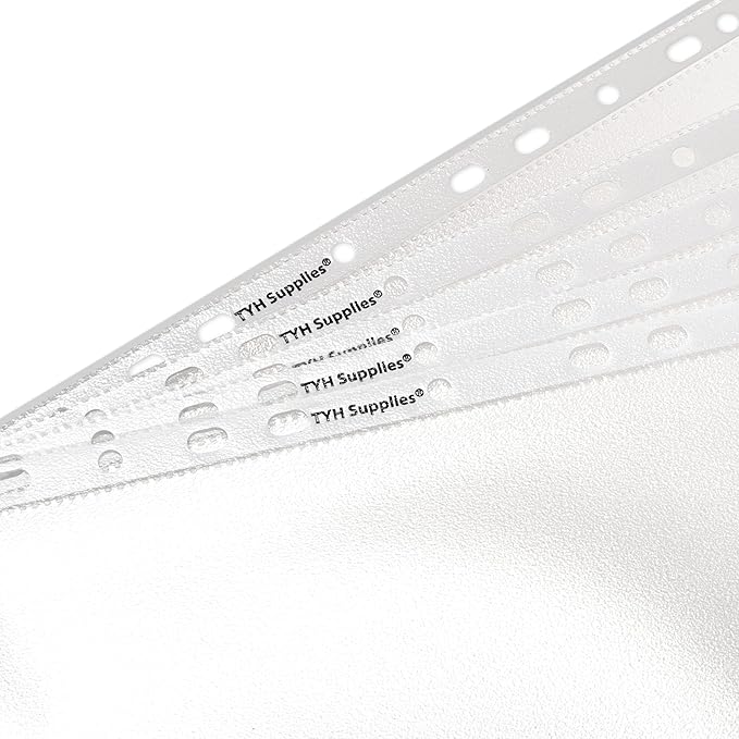 TYH Supplies 50 Pack Clear Sheet Protectors for 3 Ring Binder | 8.5 x 11 Inch | Non-Glare Standard 11 Hole Plastic Page Protectors for Home, Office, and School | Top Loader Plastic Sleeves