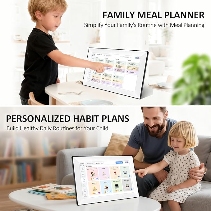 10.1 Inch Digital Calendar Chore Chart, Digital Picture frame Smart Touchscreen Desk Electronic Calendar Family Planner for Seamless Scheduling/Organizing