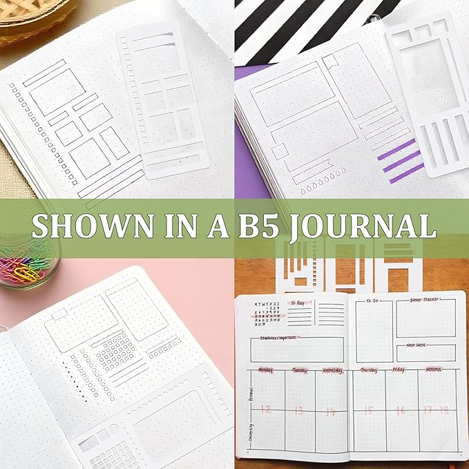 Handmade Flexible Record Template, Reusable Flexible Planner Stencils for Dot Grid Journaling, Calendar, Checklists, Scrapbooking & DIY Craft Supplies (A)