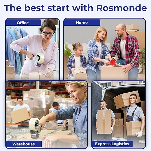 Rosmonde Bulk Packaging Tape, 72 Pack, 1.88" Wide Clear Packing Tape, 65 Yard, 2.7 Mil (68 Micron) Thick Tape, 3" Core, Bulk Heavy Duty Shipping Tape, High Volume Shipping, Sealing, Warehouse