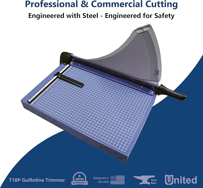 United Office Products T18P Professional Guillotine Paper Trimmer, Sturdy Metal Base, 18" Cut Length, 40 Sheet Capacity, Paper Cutter for Offices, Schools and Crafts