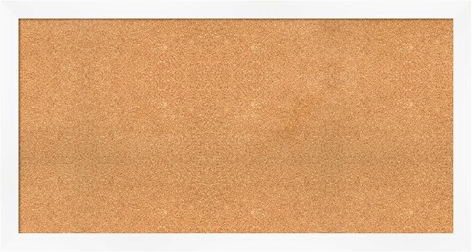 Amanti Art Natural Cork Board for Wall, 27x51 Vision Board with White Frame, Oversize Corkboard Office Decor for Home Organization, Modern Corkboard Pinboard to Display Items for Home Organization in