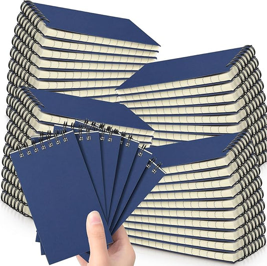 Tenceur 54 Pcs Pocket Notebook Bulk Small 3x5 Inch Spiral Notepads Mini Top Bound Notebook with Lined 120 Pages Ruled Memo Pads for Office College Nurse Essentials Back to School Gift (Blue)