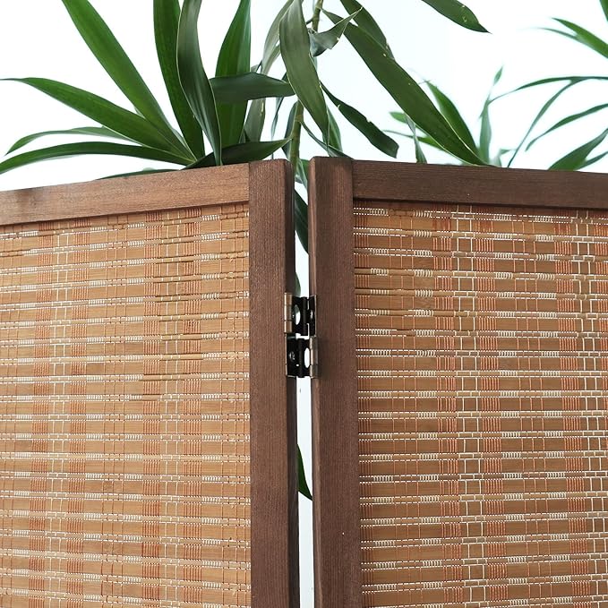 3 Panel Room Divider and Folding Screen Room Divider,Bamboo Room Divider Screen for Room Separation,67" H x 46" W