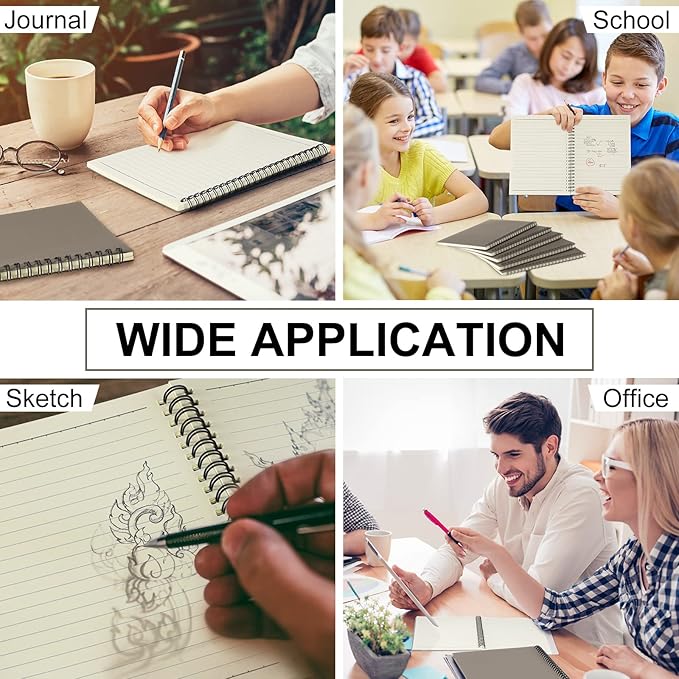 Yahenda 54 Pcs Spiral Notebook Bulk A5 Journal Lined 8.3'' x 5.5'' Writing Composition Paper Small Notepad Subject Notebook for Students Office Business Back to School Supplies (Dark Gray)