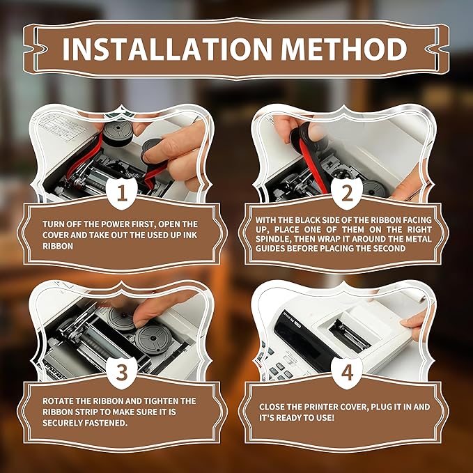 4Pack Sharp EL-1197PIII Calculator Ribbon Universal，Compatible Sharp EL-2196BL, Canon Mp11dx ，Porelon 11216， Printer Machine Typewriter CalculatorRibbon Replacement ，Calculator Ribbon Red/Black