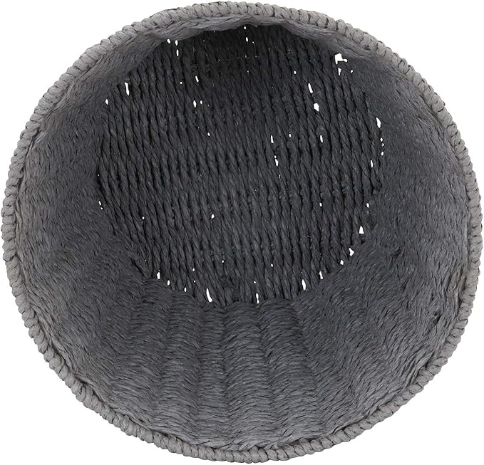 Household Essentials Grey ML-7292 Wicker Waste Bin | Small Trash Can for Bathroom and Office