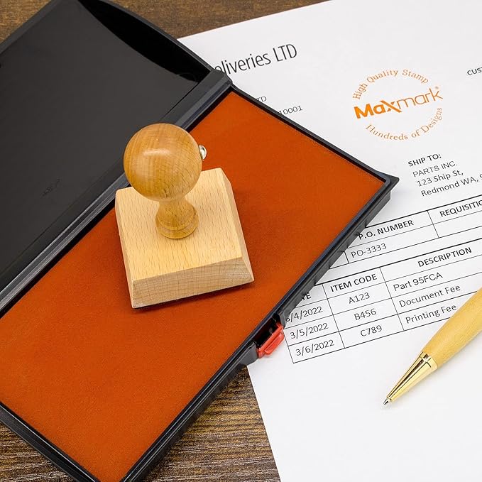 Large Premium Red Ink Stamp Pad - 3" by 6" - Quality Felt Pad - Case with Closing snap