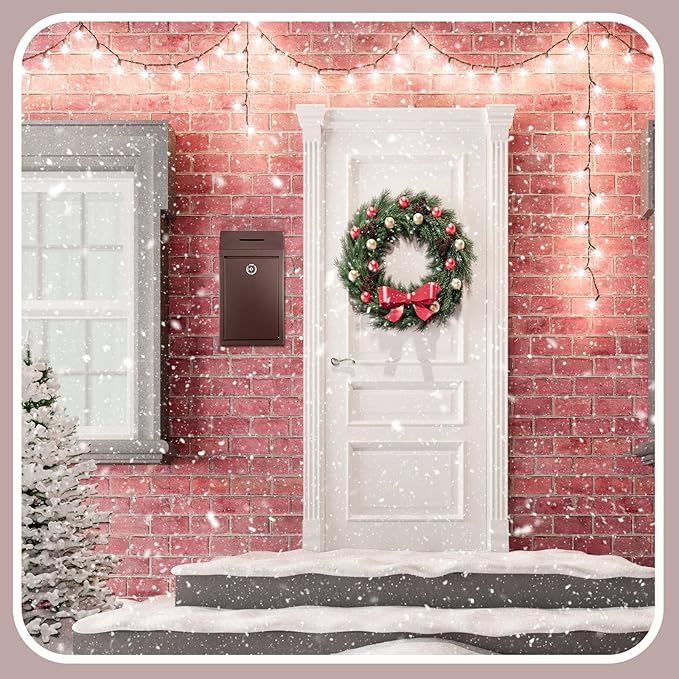 Metal Donation Cash Box Collection Safe Suggestion Box with Lock Wall Mounted Mailbox Delivery Ballot Container for Home Office Outdoor Door