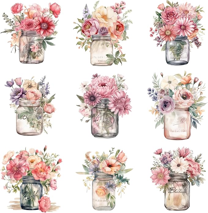 XERE 144 Pcs Mason Jar Four Seasons Sticker Book for Journaling Notebooks, Sketchbook, Bookmark Making, Junk Journal, Budget Planner, Scrapbook Art Supplies Stickers