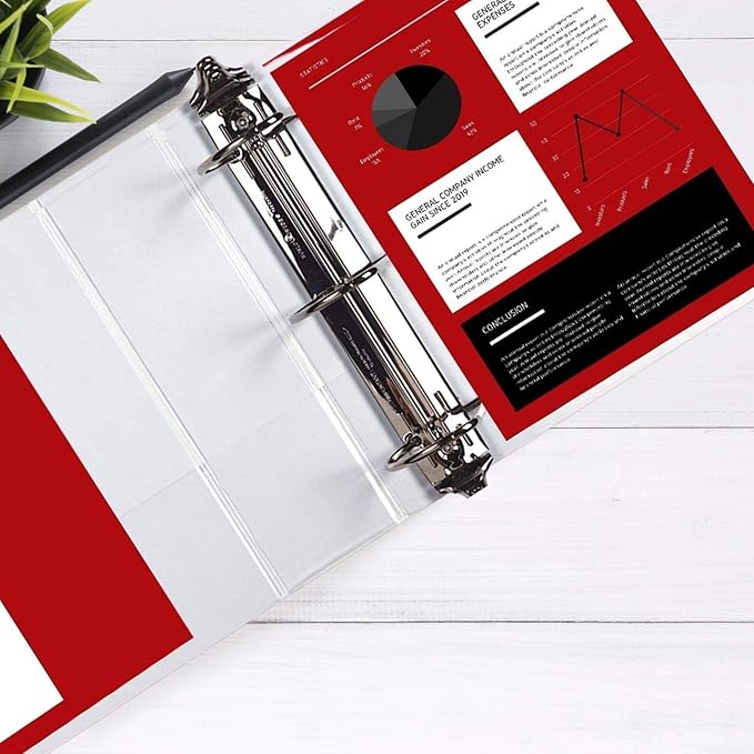 3 Ring Binder, 2.5" Professional Angle D-Rings, Presentation Folder for Standard Pages with Inside Pockets, Customizable Clear View White Binder (3.2" Spine)