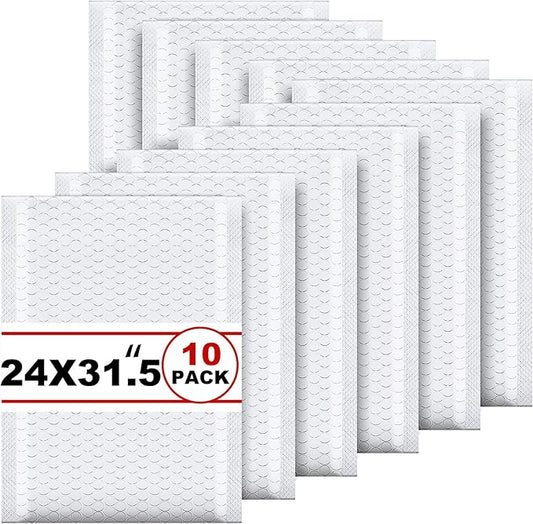 Thenshop 10 Pcs Extra Large Bubble Mailers 31.5 x 23.6 Inch Resealable Padded Envelopes Waterproof Shipping Packages Opaque Poly Packaging Envelope Mailers Cushioned Bags for Mailing Packaging, White