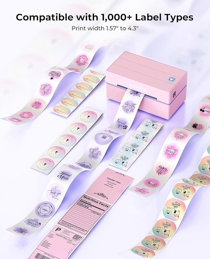 MUNBYN Bluetooth Thermal Label Printer, 130B Wireless 4x6 Shipping Label Printer for Shipping Packages Small Business Office or Home, Compatible with iPhone Android iPad Windows macOS Chrome Etsy eBay