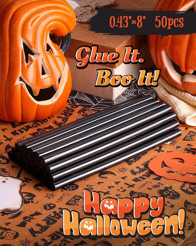 WORKPRO Hot Glue Sticks Full Size, 50-Pack, 0.43x8 Inches, Black Hot Melt Sticks for All-Temp Glue Guns, Multipurpose for DIY Craft General Repairs, Home Decorations and Gluing Projects