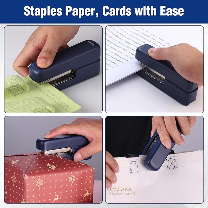WORKPRO 2-in-1 Stapler with Staples & Staple Remover, 40 Sheet Capacity, Flat Clinch Design, Storage Space, Includes 2000 Standard Staples - Non-Slip Office Stapler for Desk, Classroom, Dark Blue