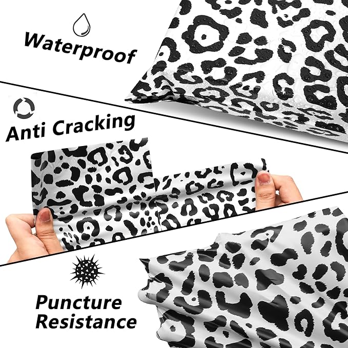 Poly Mailers10x13 Inch 25 Pcs - Leopard Printed Shipping Bags, 2.4mil Thickness, Waterproof and Tear Resistant Mailing Envelopes, Self-Sealing Packaging Bags for Small Business