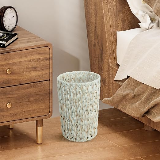 Endymion 2 Gallon Wicker Trash Can,Boho Decorative Small Bathroom Trash Can,Waterproof Round Waste Basket for Bedroom,Office