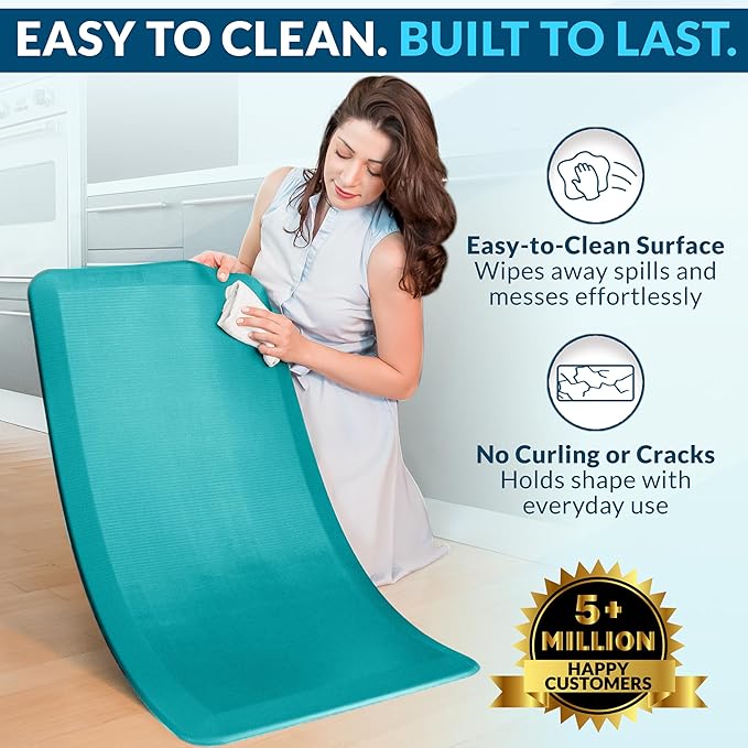 ComfiLife Anti Fatigue Floor Mat – 3/4 Inch Thick Perfect Kitchen Mat, Standing Desk Mat – Comfort at Home, Office, Garage – Durable – Stain Resistant – Non-Slip Bottom (20" x 32", Teal)