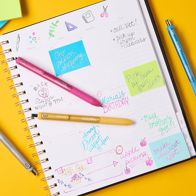 Paper Mate InkJoy Gel Pens, Metallic Pens, Retractable, Medium Point, (0.8mm) Assorted Colors, 10 Count