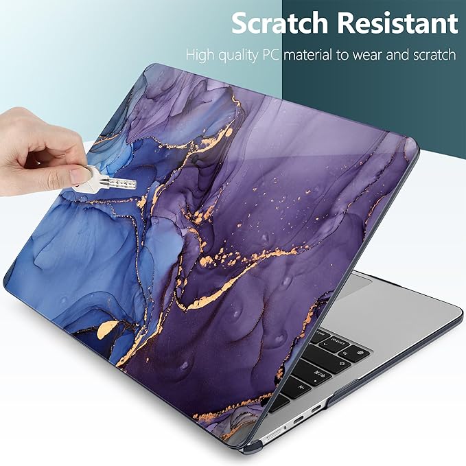 DONGKE Compatible with M4 MacBook Air 15 inch Case 2025 2024 2023 A3241 A3114 A2941 M3 M2 Liquid Retina Display Touch ID, Plastic Hard Case & Keyboard Skin & Screen Protector - Alcohol Ink Art