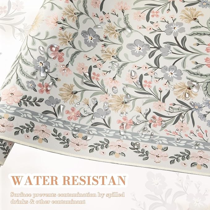 iCasso Desk Matt for Desktop, Cute Desk Pad Mat, XXL Large Mouse Pad, Anti-Slip Big Mousepad with Stitched Edges, Keyboard Pad for Computer(Gray Floral)