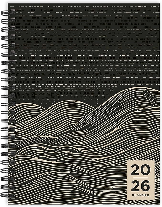 TF Publishing 2026 Rolling Waves Medium Weekly Monthly Planner with 12-Month Calendar Grid, Goals and Task Trackers - Weekly Schedule Planner with Priority List Section and Stickers - 6.5in x 8in