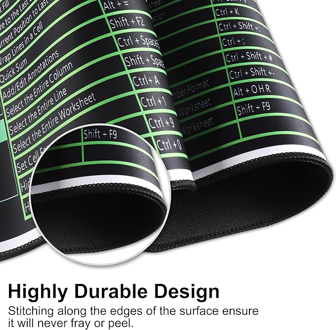 Excel Cheat Sheet Desk Pad,Excel Mouse Pad Shortcuts,Large XXL Mouse pad Gaming|Desk mat for Keyboard and Mouse| Non-Slip Computer mat with excel Shortcuts,PC Office Spreadsheet Keyboard Mat