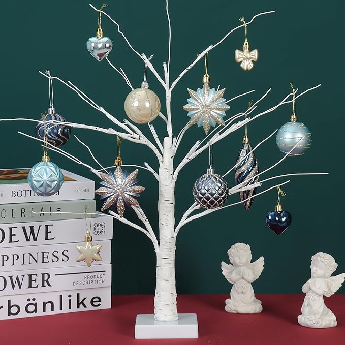 82Pcs Blue and Gold Christmas Ornaments Set, Shatterproof Medium Christmas Ball Ornaments, Christmas Decorations Hanging Ornaments for Xmas Trees, Holiday, Party Decor (Navy Blue & Gold)