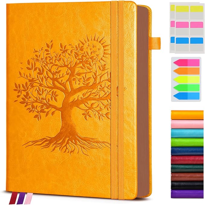 Vintage Leather Journal with 300 Numbered Pages,B5 Lined Journal for Men Women,Daily Journals for Writing,College Ruled Notebook for Work,School,Note taking,Travel Diary,Large (7" x 10")