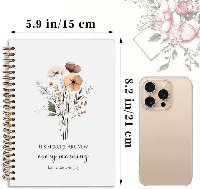YOU FOUND ME Bible Journal, A5 SpiralChristian Journal with Floral Notebook, HIS MERCIES ARE NEW EVERY MORNING, Bible Verse Gifts for Women Birthday Christmas, Sunday School, Office Supplies