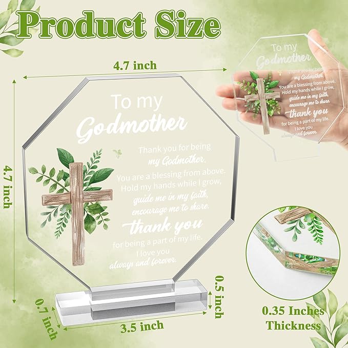 Yopyame Acrylic Gift for Godmother - Godmother Gifts from Godchild for Women Thank You for Being My Godmothers Acrylic Plaque Office Table Decor Birthday Christmas Keepsake Paperweight for Godmothers