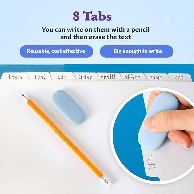 Binder Dividers with Tabs - (Set of 4) x 8-Tab Dividers for 3 Ring Binders, White, Reinforced Edge - Ideal for Keeping Your Documents Neat and Professional