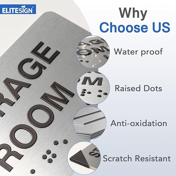 Wellness Room Signs with Raised Text & Grade 2 Braille, Brushed Aluminum/Silver Finish Easy Install with Double-Sided Tape, ADA Compliant Wellness Room Door Sign for Businesses & Offices