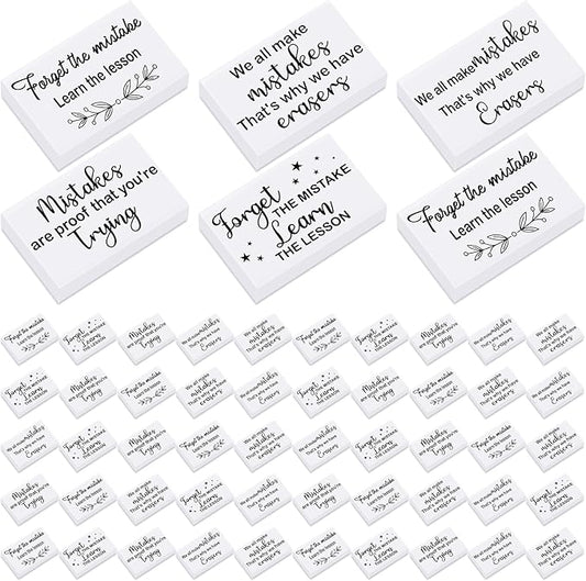 Nezyo 100 Pcs Inspirational Erasers Bulk for Kids Back to School Gifts Fun Erasers Motivational Reward Supplies for Classrooms Students Teachers Office Supplies(White)