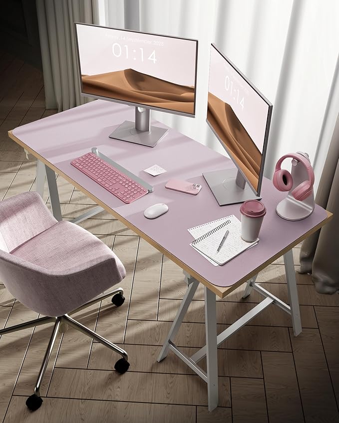 YSAGi Leather Desk Pad Protector, Office Desk Mat, Large Mouse Pad, Non-Slip PU Leather Desk Blotter, Laptop Desk Pad, Waterproof Desk Writing Pad for Office and Home(Grayish Lavender, 47.2" x 23.6")