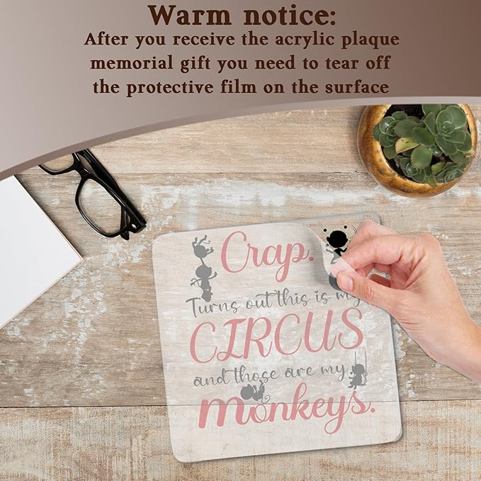 Funny Boss Day Gifts for Women Men, Crap This is My Circus Those are My Monkeys Acrylic Decorative Sign, Boss Appreciation Gifts for Manager, Dad, Mom, Grandparents