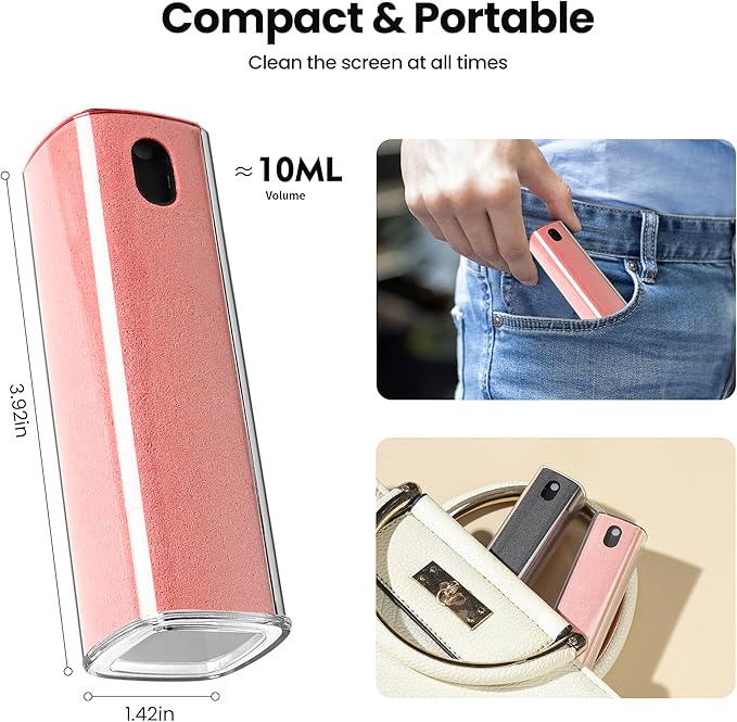 Touchscreen Screen Cleaner, Car, Tablet and Phone Screen Cleaner, Two in One Spray and Microfiber Cloth, Car Accessories for Women Perfect Gifts(Grey)