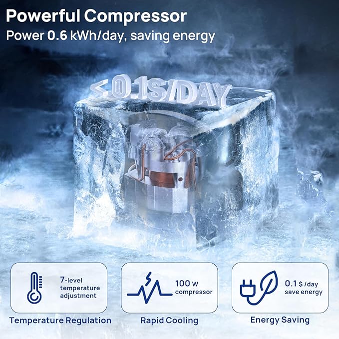 Smad 3.2 Cu.ft Compact Refrigerator with Freezer, Low Noise Mini Fridge with 7-Level Adjustable Thermostat, 110v Single Door Refrigerator for Homes Offices Dorm