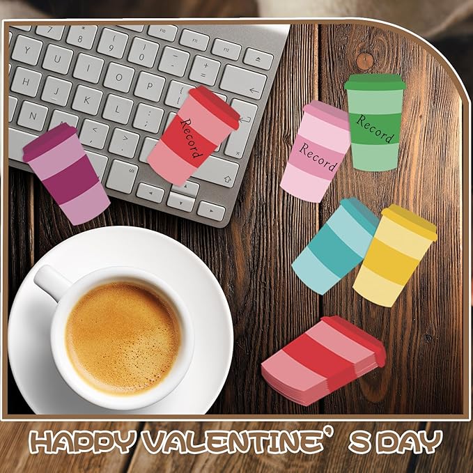 12 Pcs Coffee Cup Sticky Notes Self Memo Notes for School Classroom Wall Home Office Students Coffee Lover Office Supplies Party Favors Gifts Bookmarks