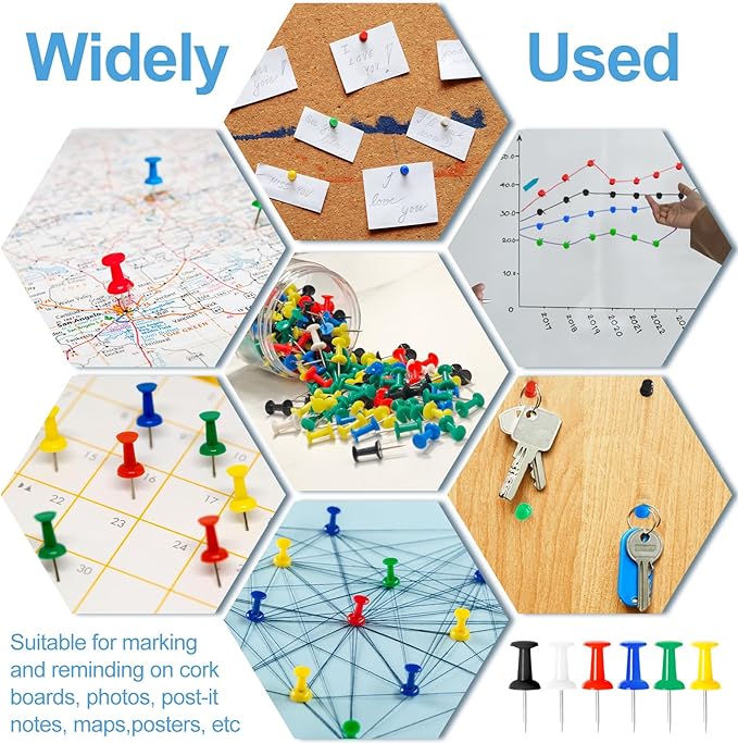 2400 Pcs Multicolor Push Pins Standard Thumb Tacks with Steel Point and Plastic Head PushPins thumbtacks for Wall, Cork Board, and Bulletin Board